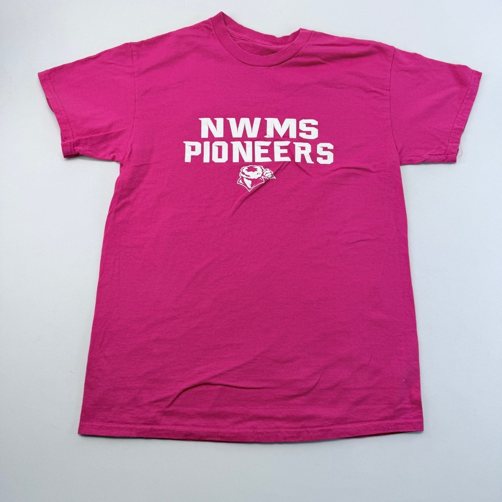 NWMS Pioneers Pink Graphic T-Shirt Short Sleeve Crew Neck Cotton Blend Size S